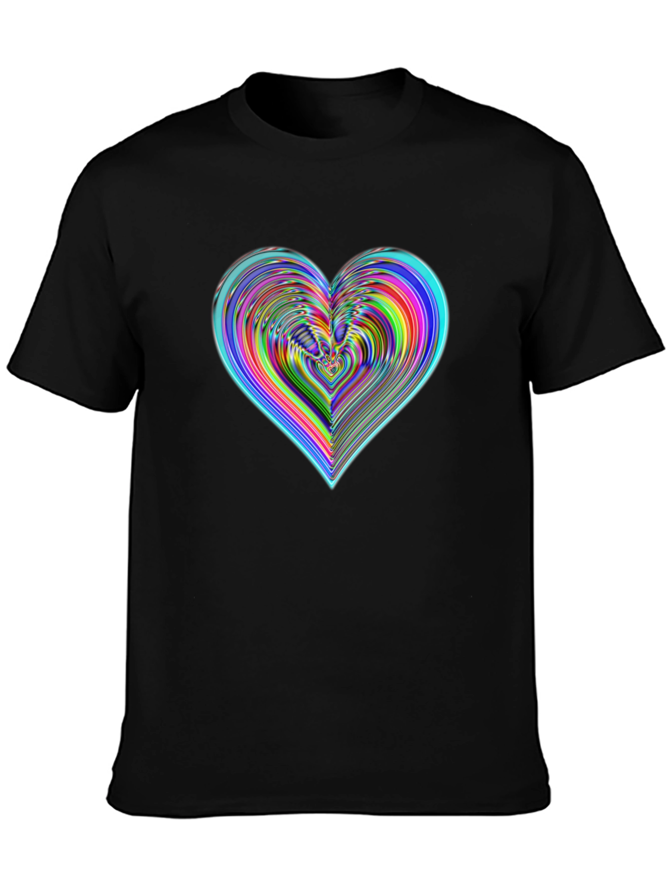 Vibrant Heart Graphic Tee - Stylish Black Cotton T-Shirt