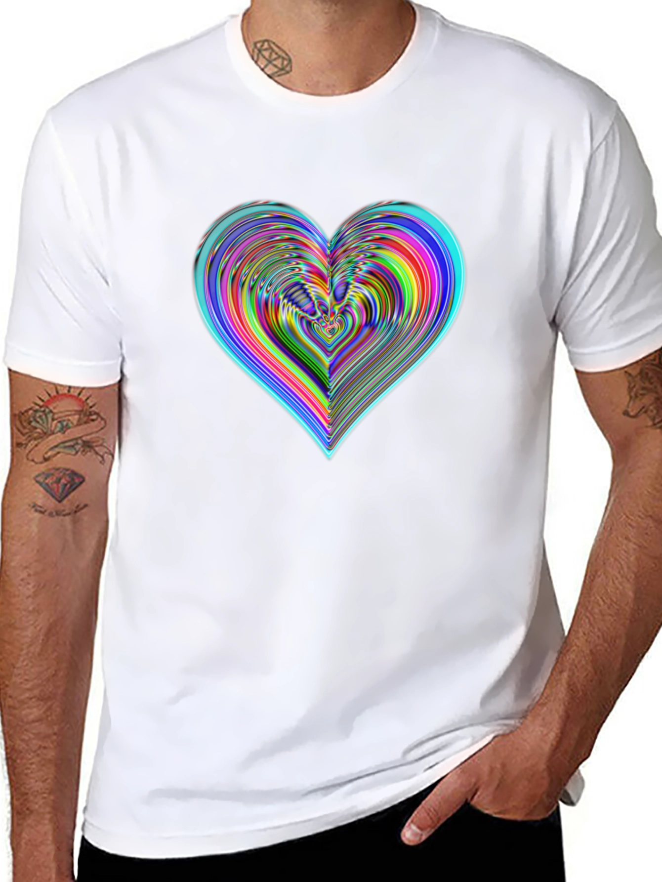 Vibrant Heart Graphic Tee - Stylish Black Cotton T-Shirt
