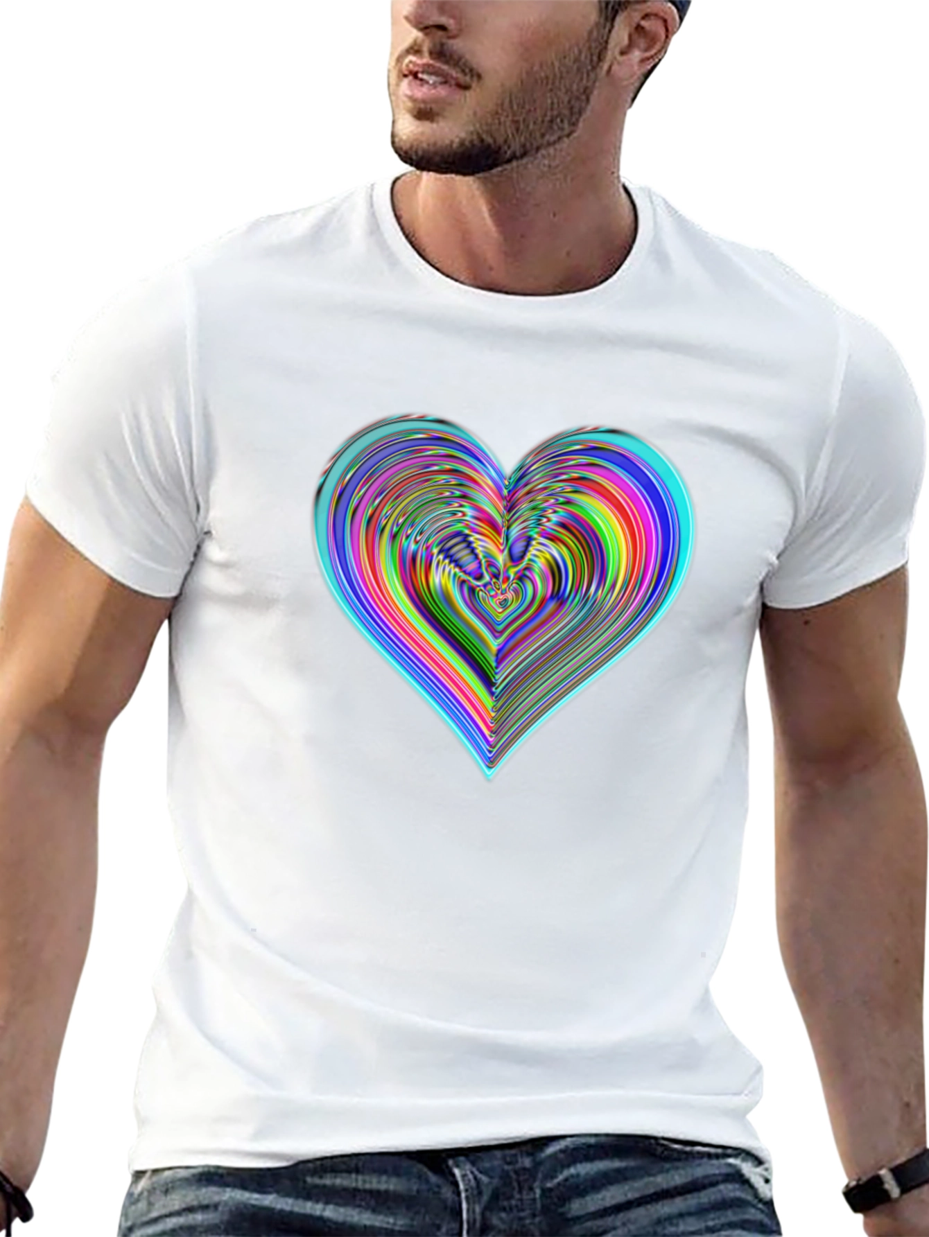 Vibrant Heart Graphic Tee - Stylish Black Cotton T-Shirt