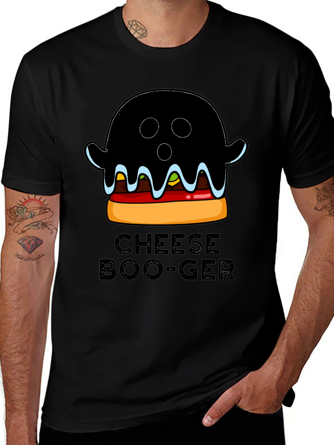 Cheese Boo-Ger Funny Halloween Ghost Burger T-Shirt