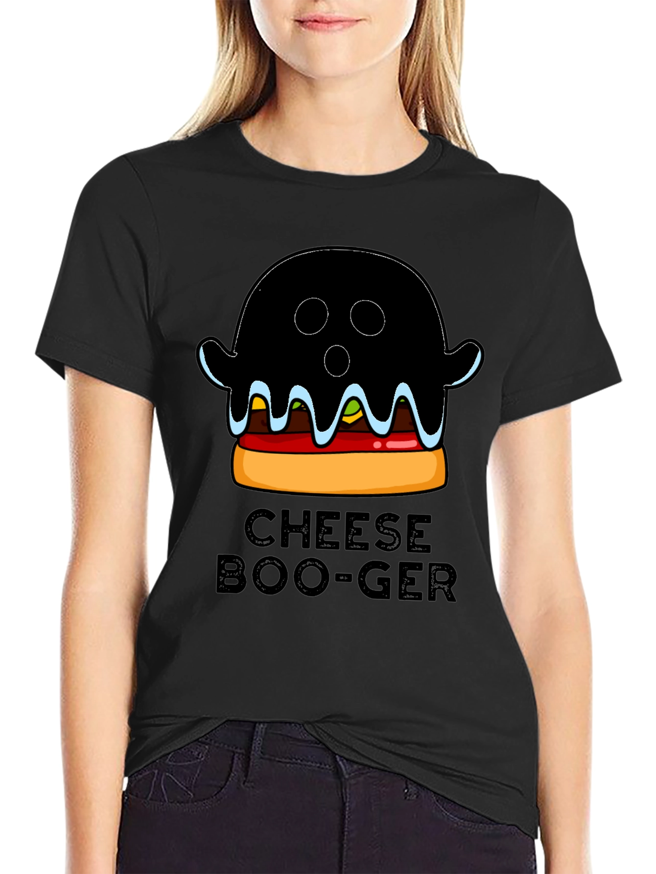Cheese Boo-Ger Funny Halloween Ghost Burger T-Shirt