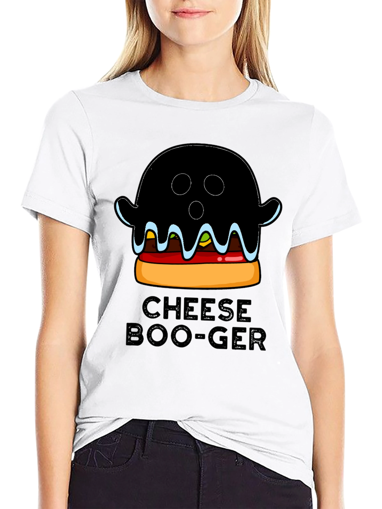Cheese Boo-Ger Funny Halloween Ghost Burger T-Shirt