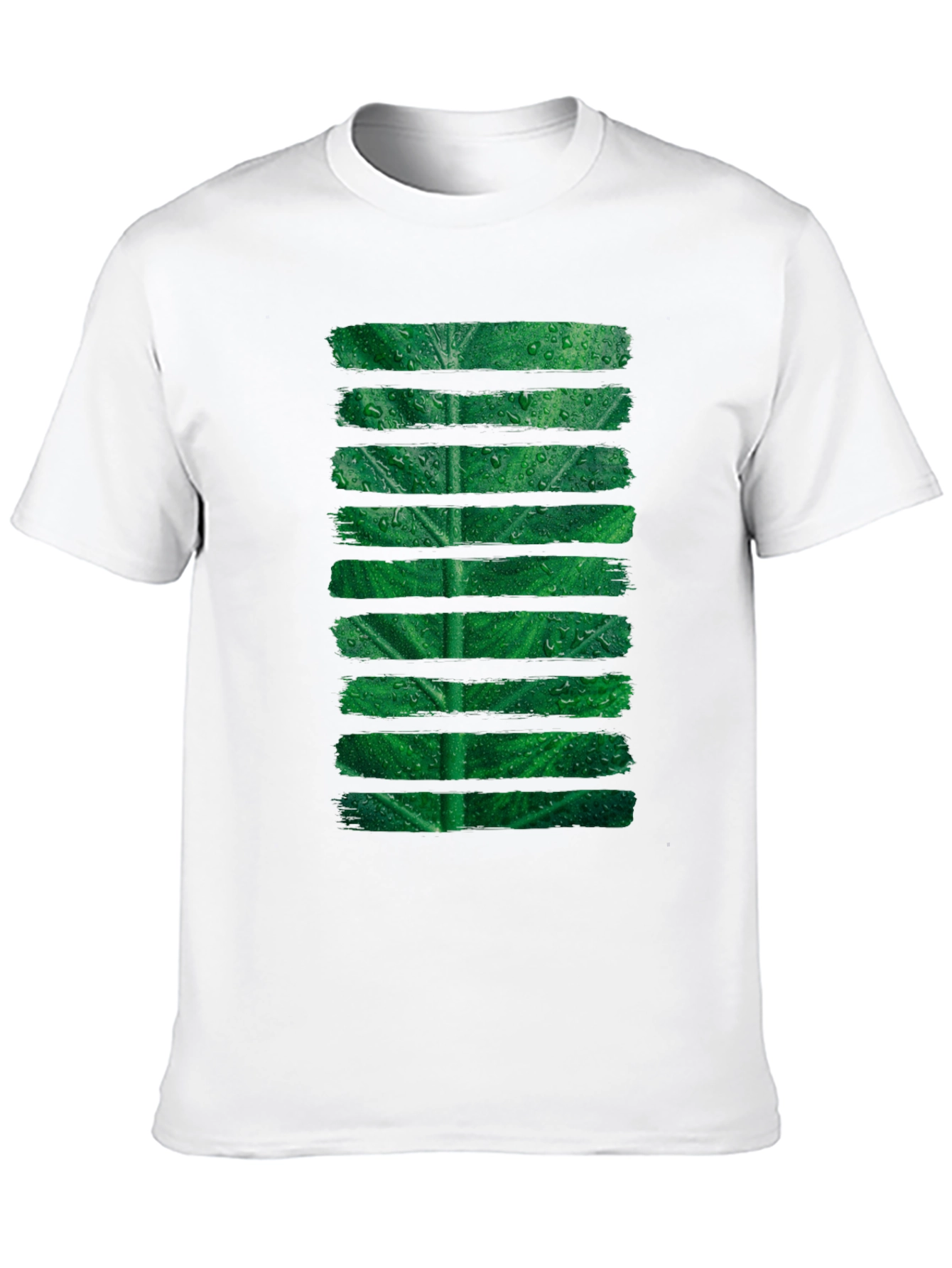 Green Leaf Stripe Graphic T-Shirt