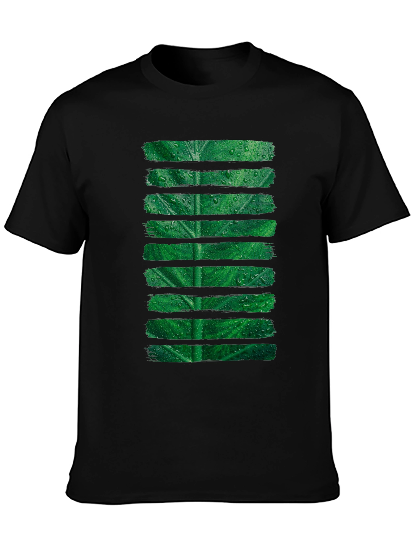 Green Leaf Stripe Graphic T-Shirt