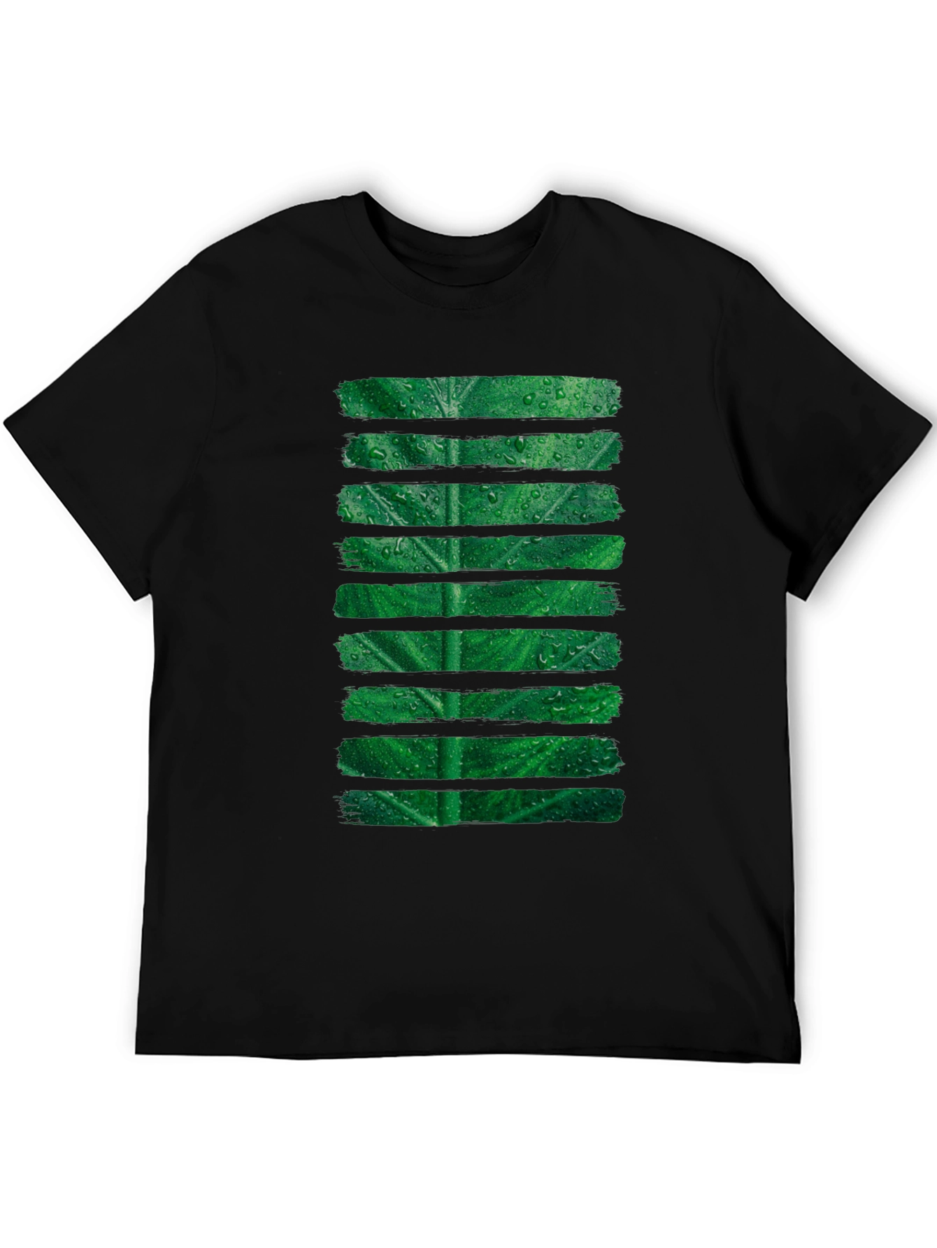 Green Leaf Stripe Graphic T-Shirt