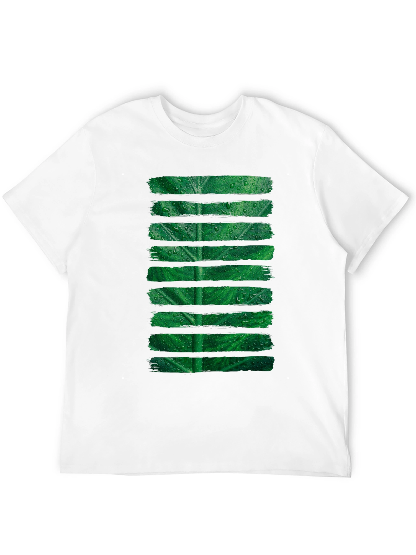 Green Leaf Stripe Graphic T-Shirt