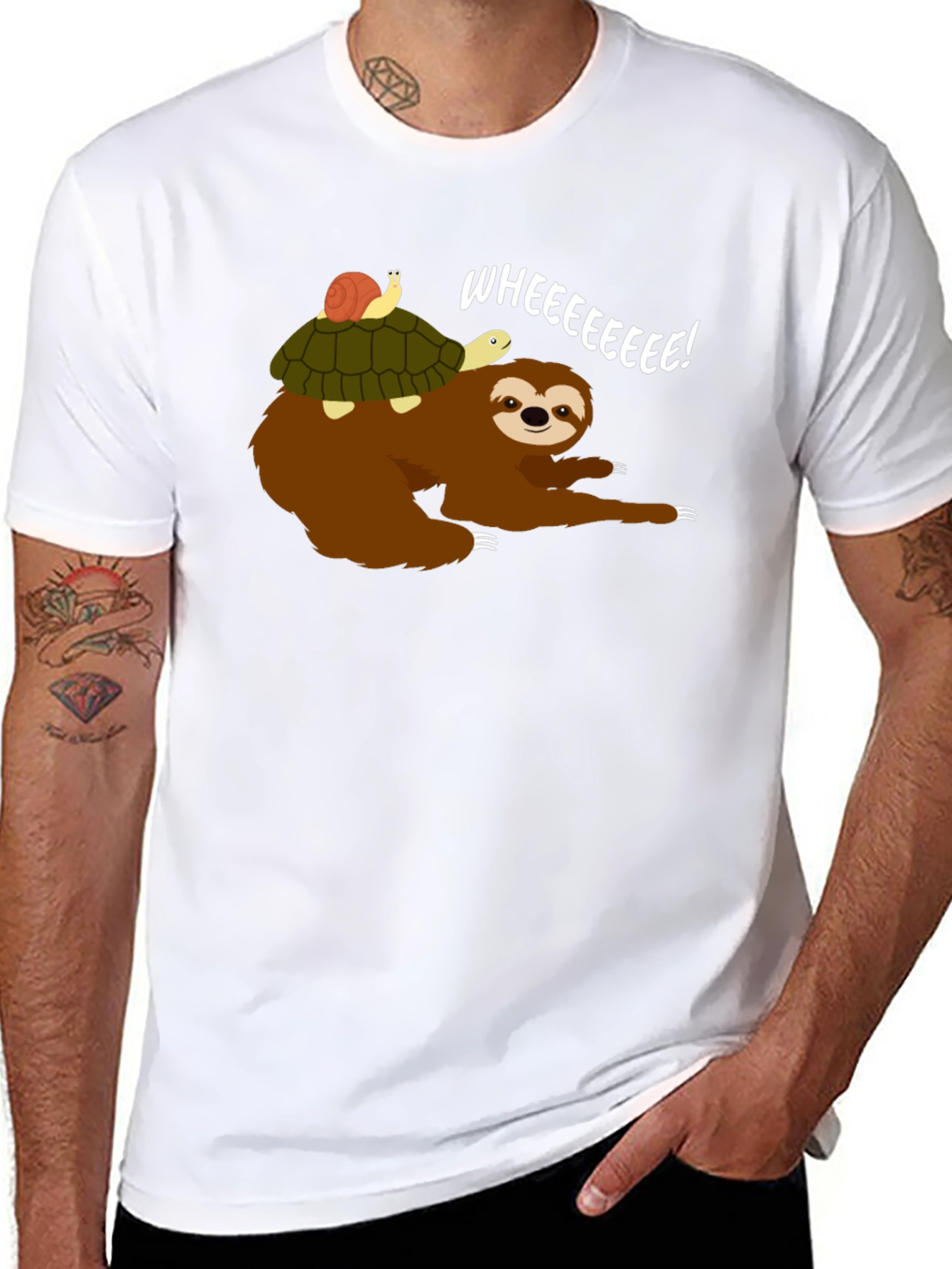 Sloth Turtle and Snail Tee: Wheeeeeeee!