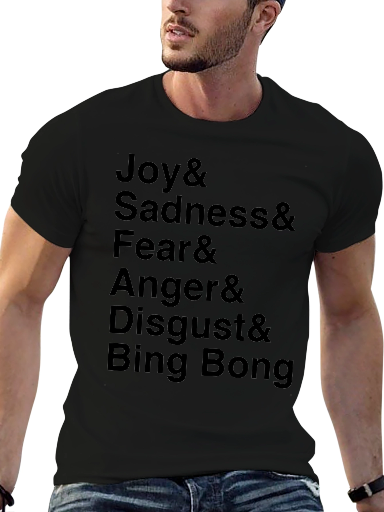 Inside Out Emotion Character Black T-Shirt