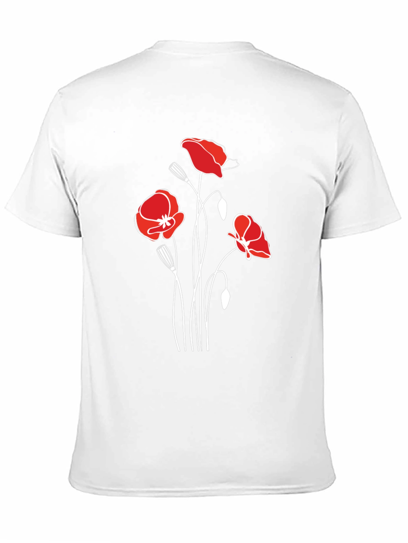 Poppy Print Black T-Shirt - Stylish Floral Design