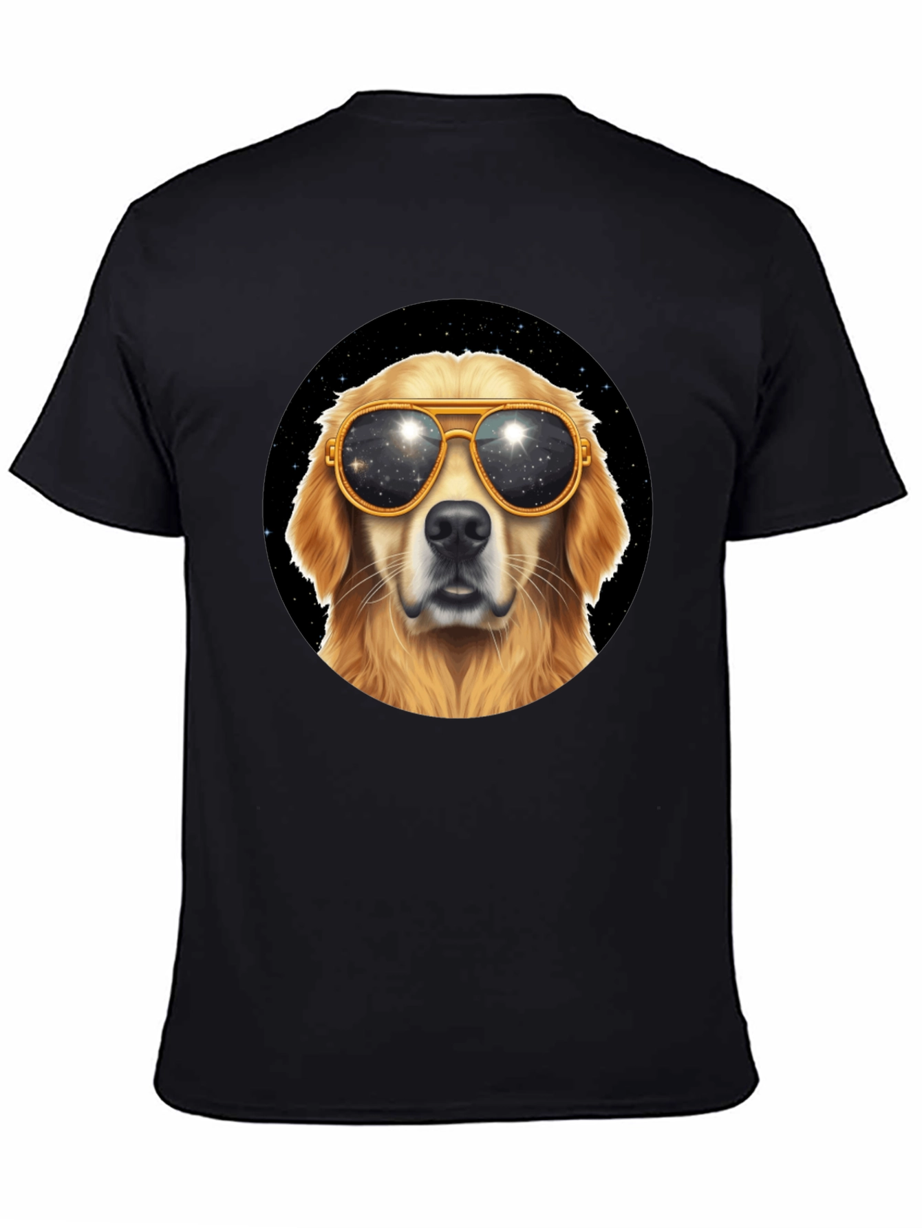 Cool Dog Tee - Golden Retriever Sunglasses Space Design
