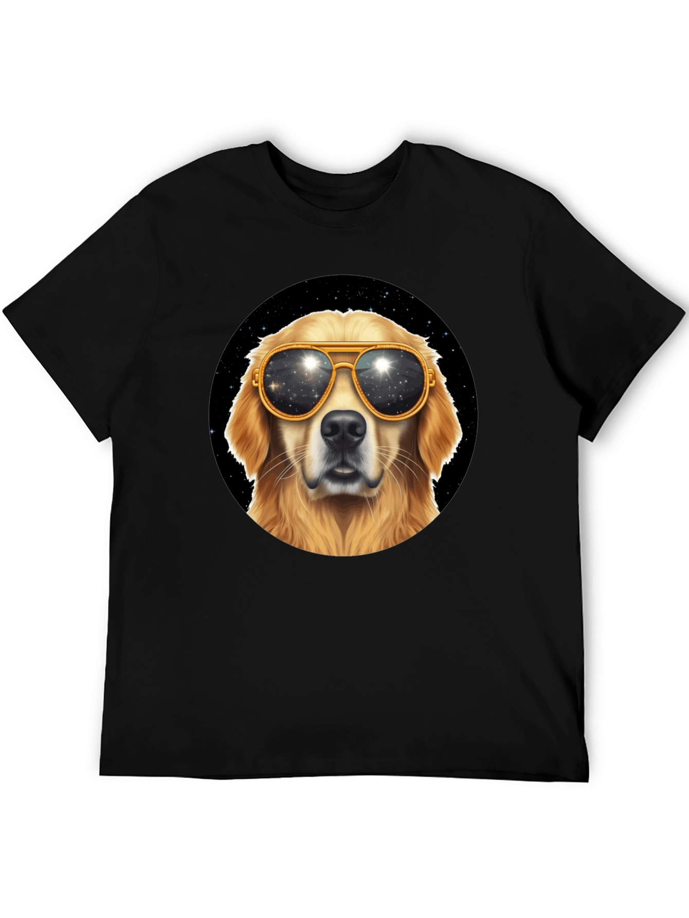 Cool Dog Tee - Golden Retriever Sunglasses Space Design