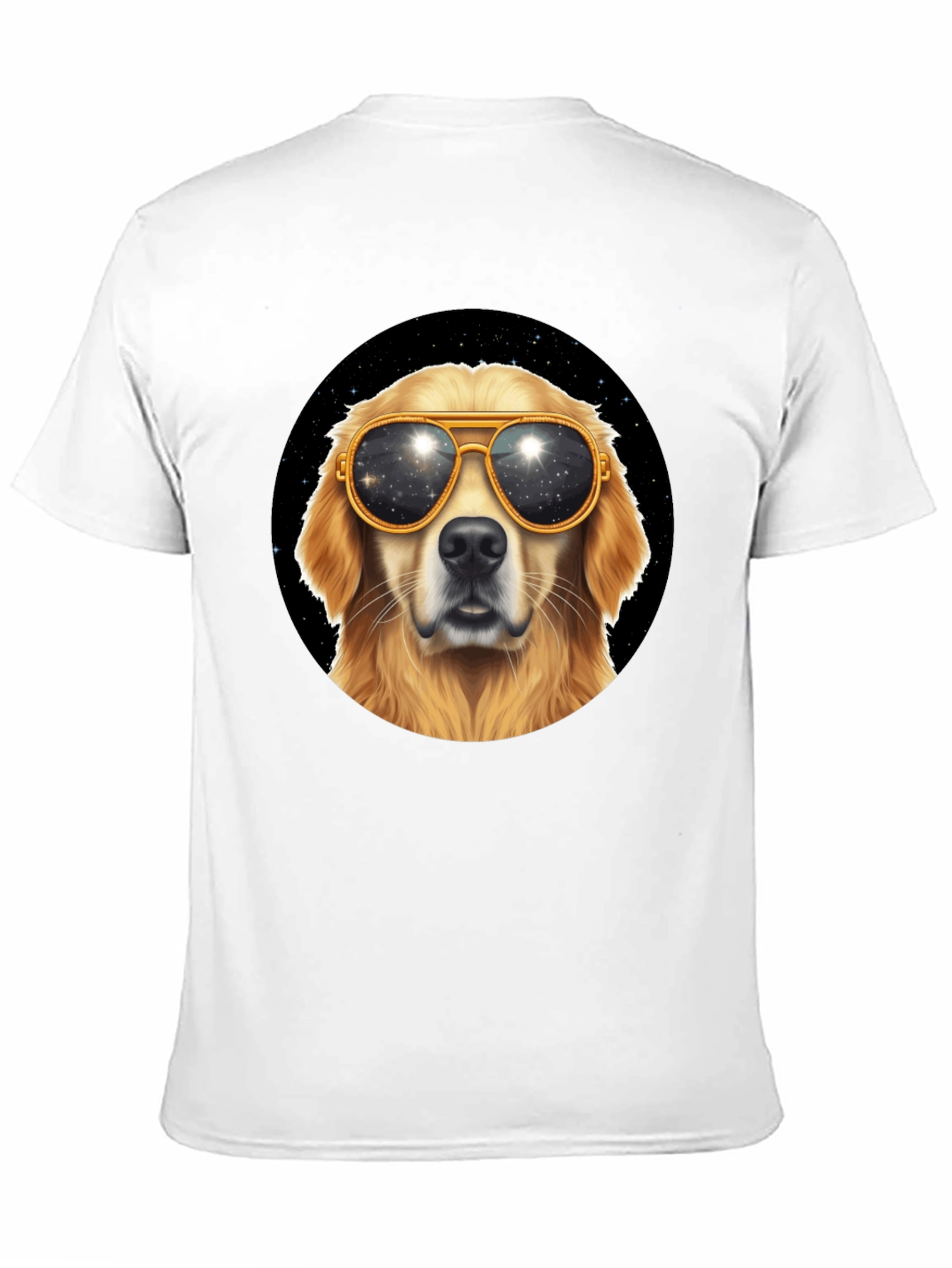 Cool Dog Tee - Golden Retriever Sunglasses Space Design