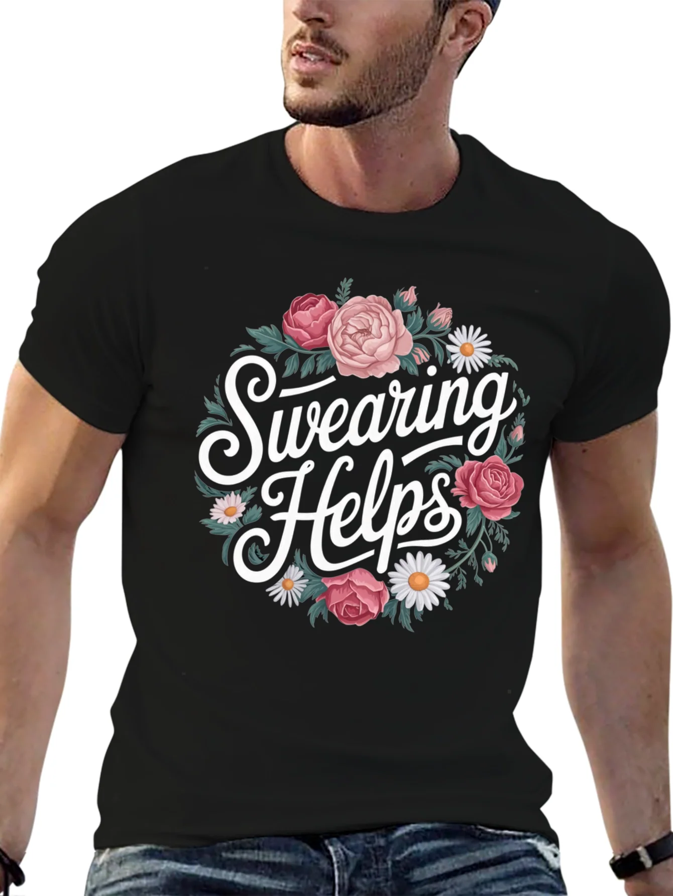 Swearing Helps Floral Graphic T-Shirt