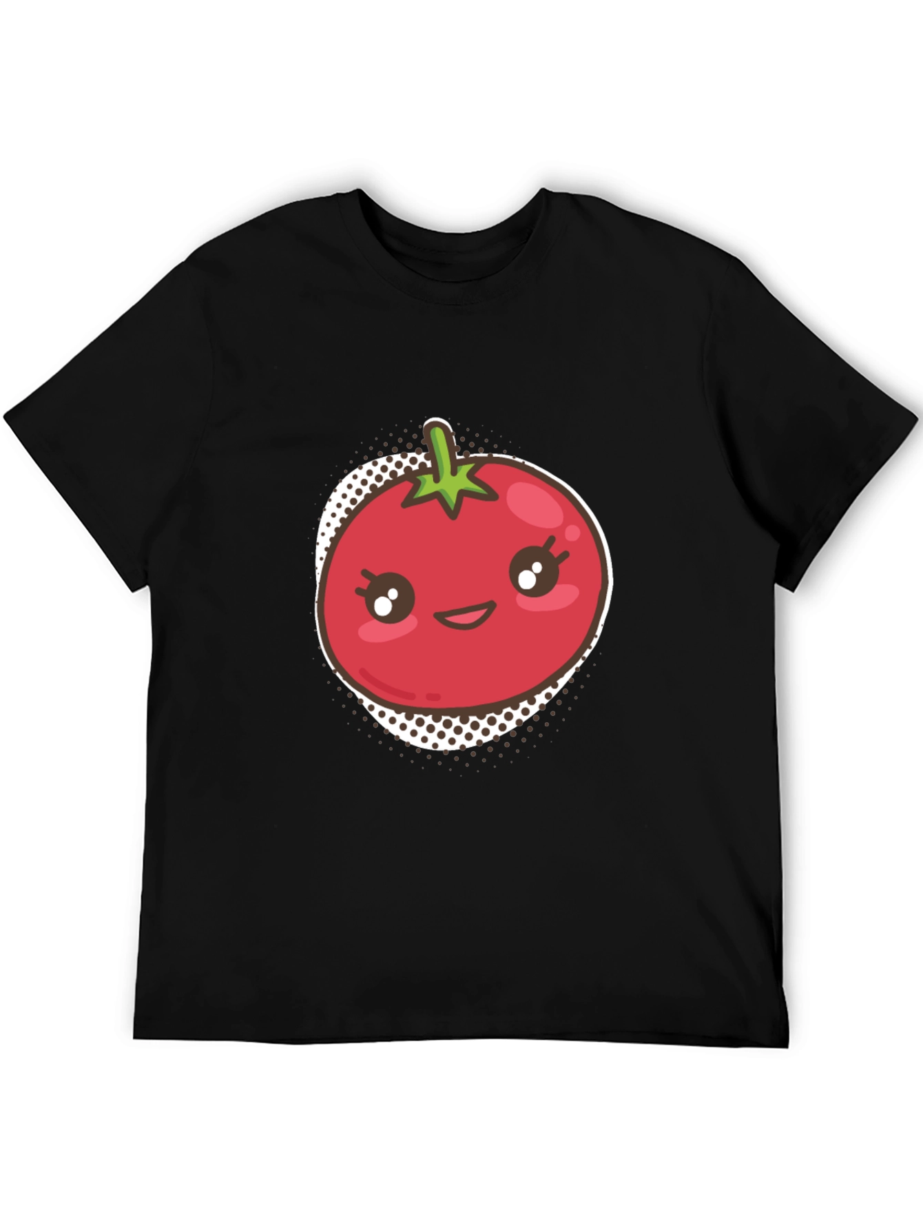 Tomato Kawaii Graphic T-Shirt - Unisex Black Tee