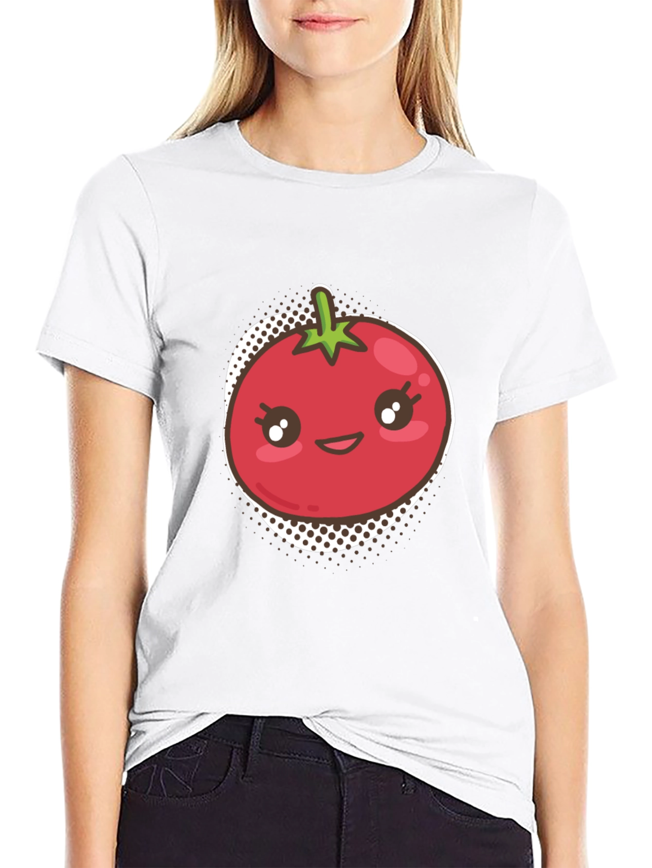 Tomato Kawaii Graphic T-Shirt - Unisex Black Tee