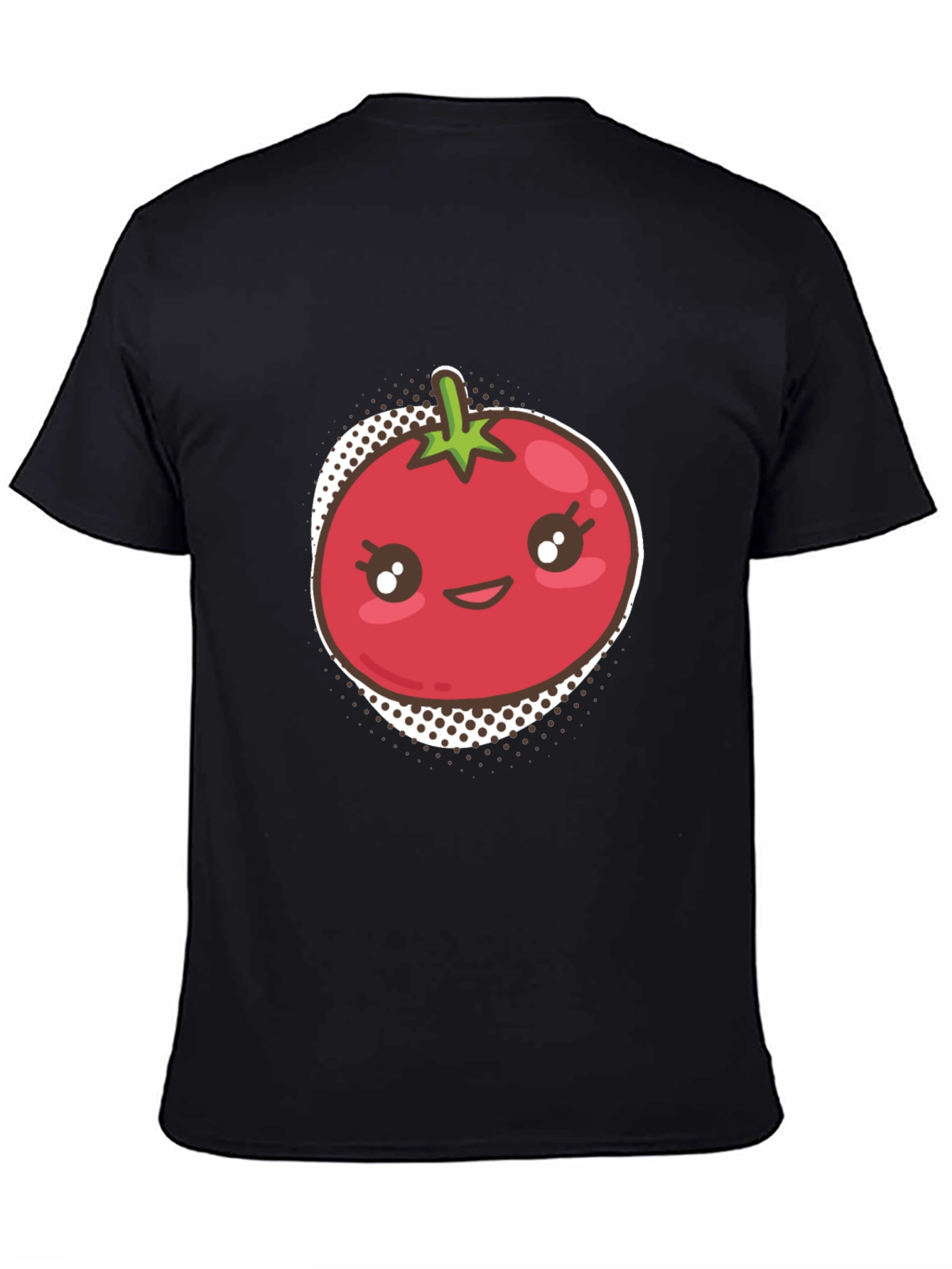 Tomato Kawaii Graphic T-Shirt - Unisex Black Tee