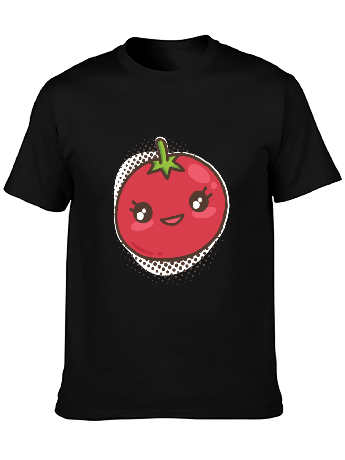 Tomato Kawaii Graphic T-Shirt - Unisex Black Tee