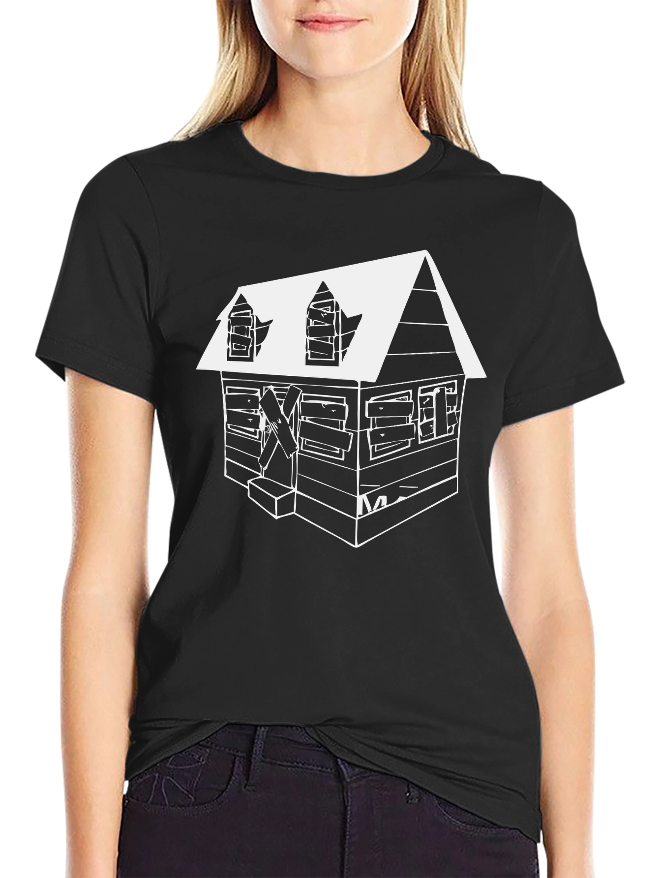 Haunted Cabin Graphic Tee - Mens Black T-Shirt