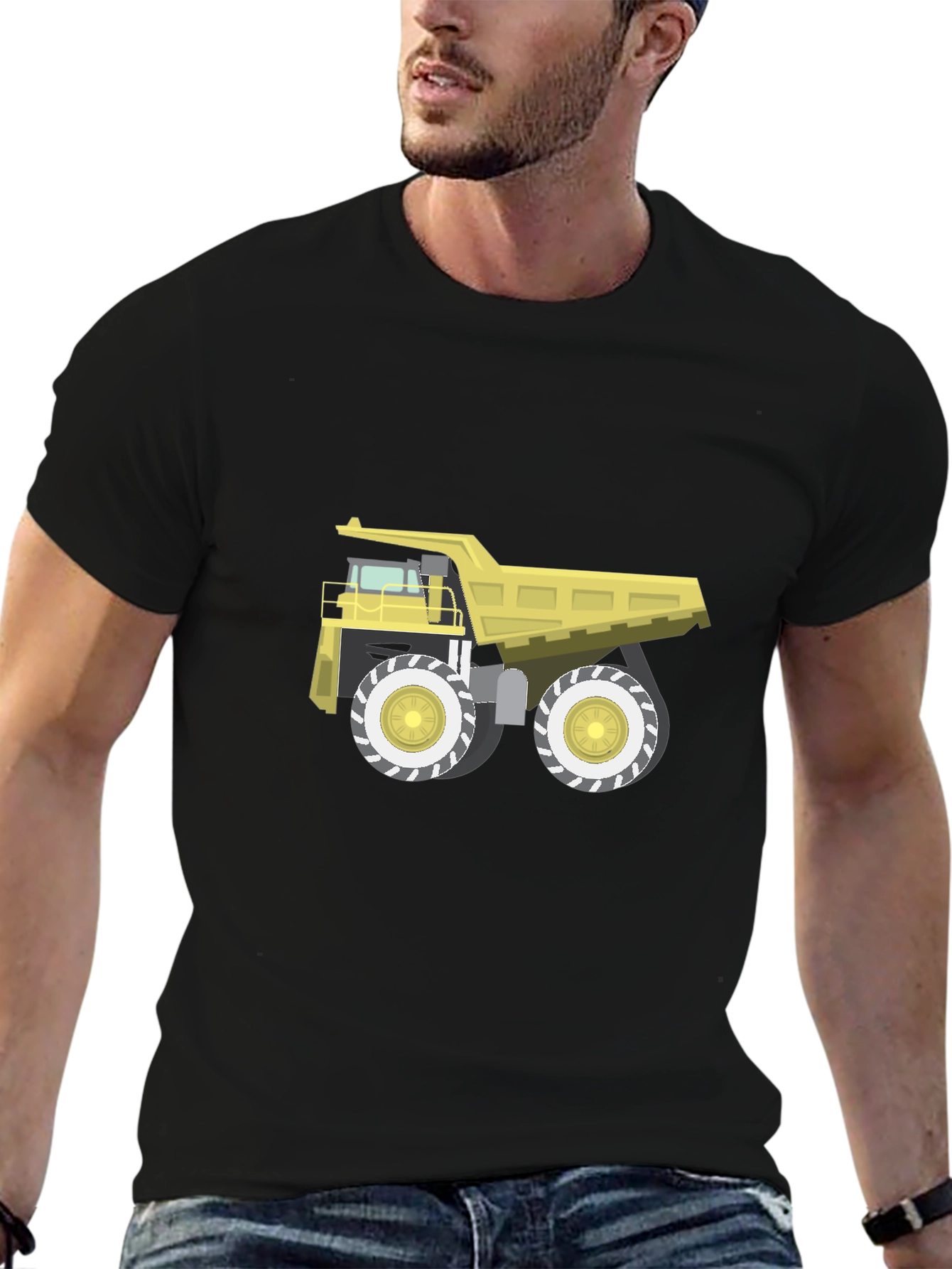 Dump Truck Graphic Tee - Black Cotton T-Shirt