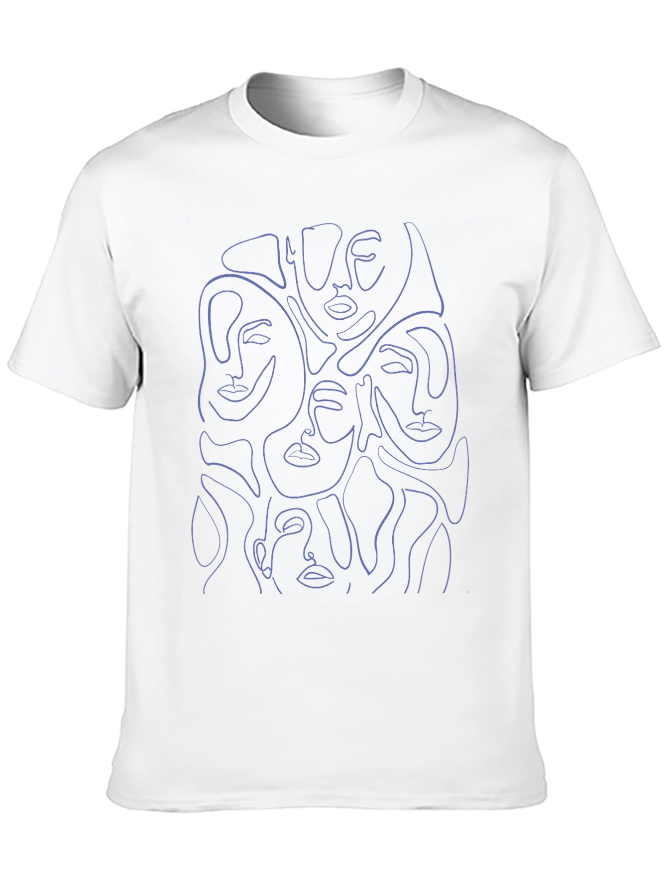 Abstract Faces Graphic Tee - Stylish Line Art Design