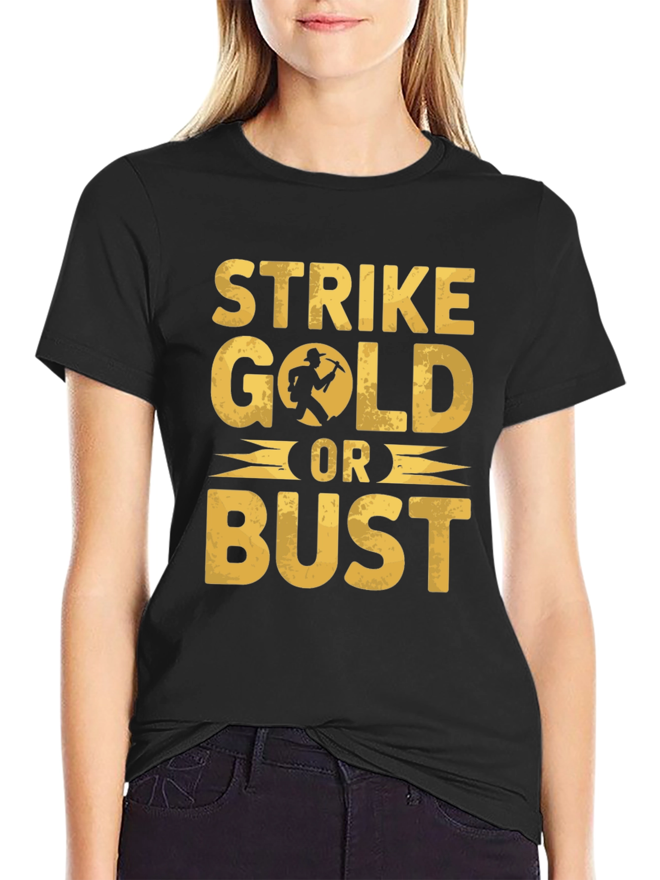 Strike Gold Or Bust Graphic T-Shirt - Black