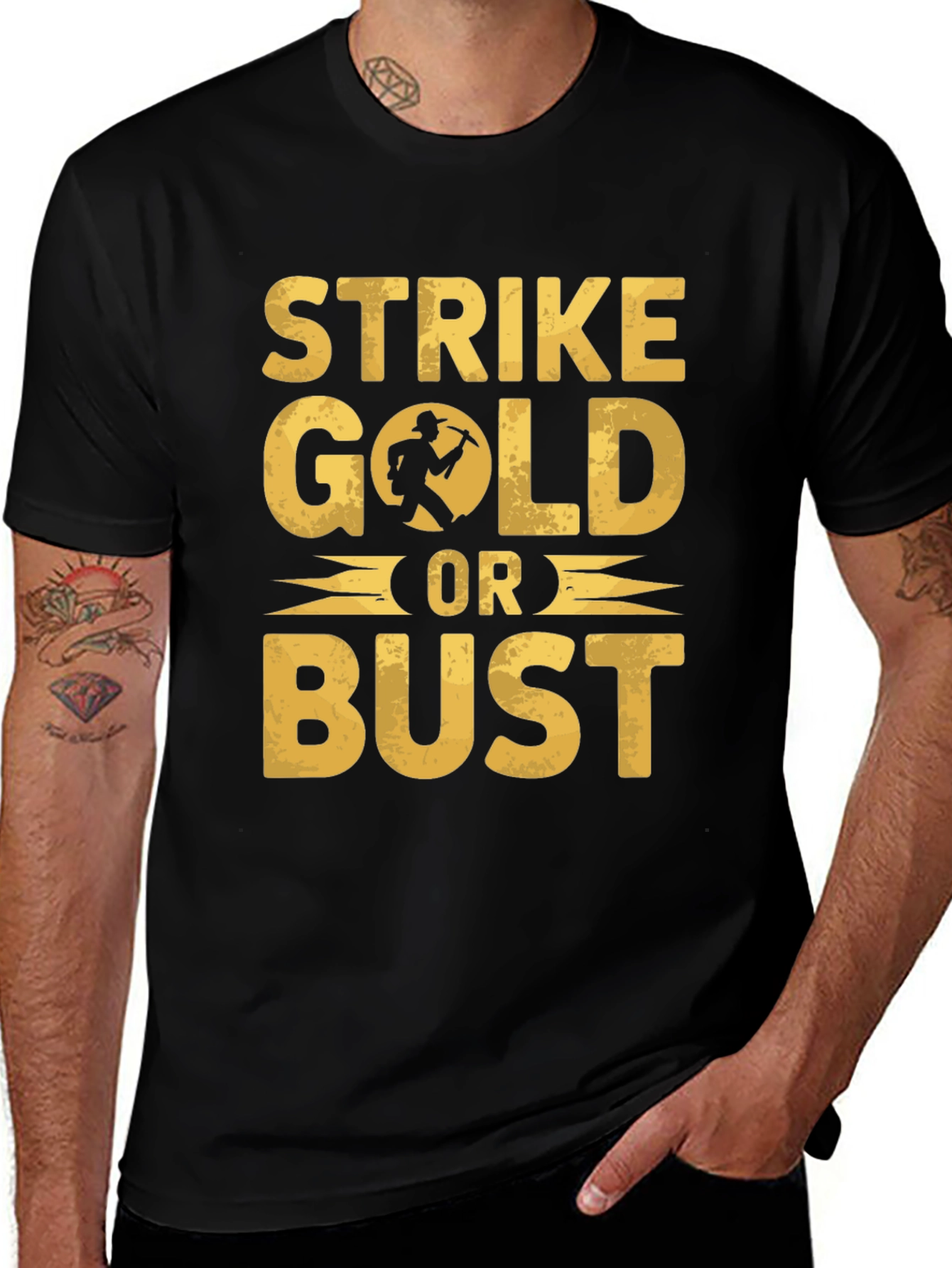 Strike Gold Or Bust Graphic T-Shirt - Black
