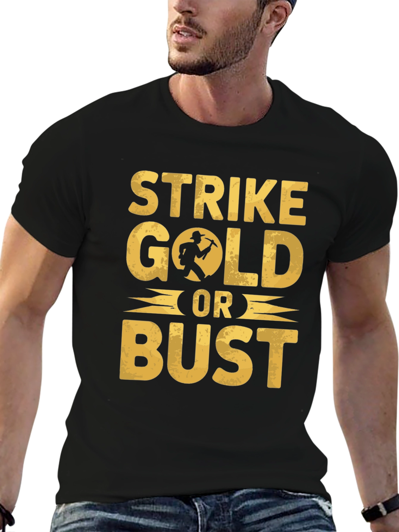 Strike Gold Or Bust Graphic T-Shirt - Black