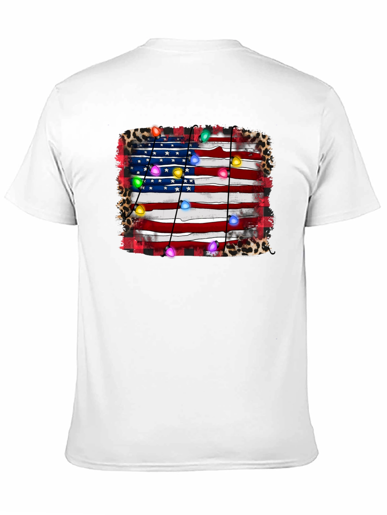 American Flag Christmas Lights Graphic Tee