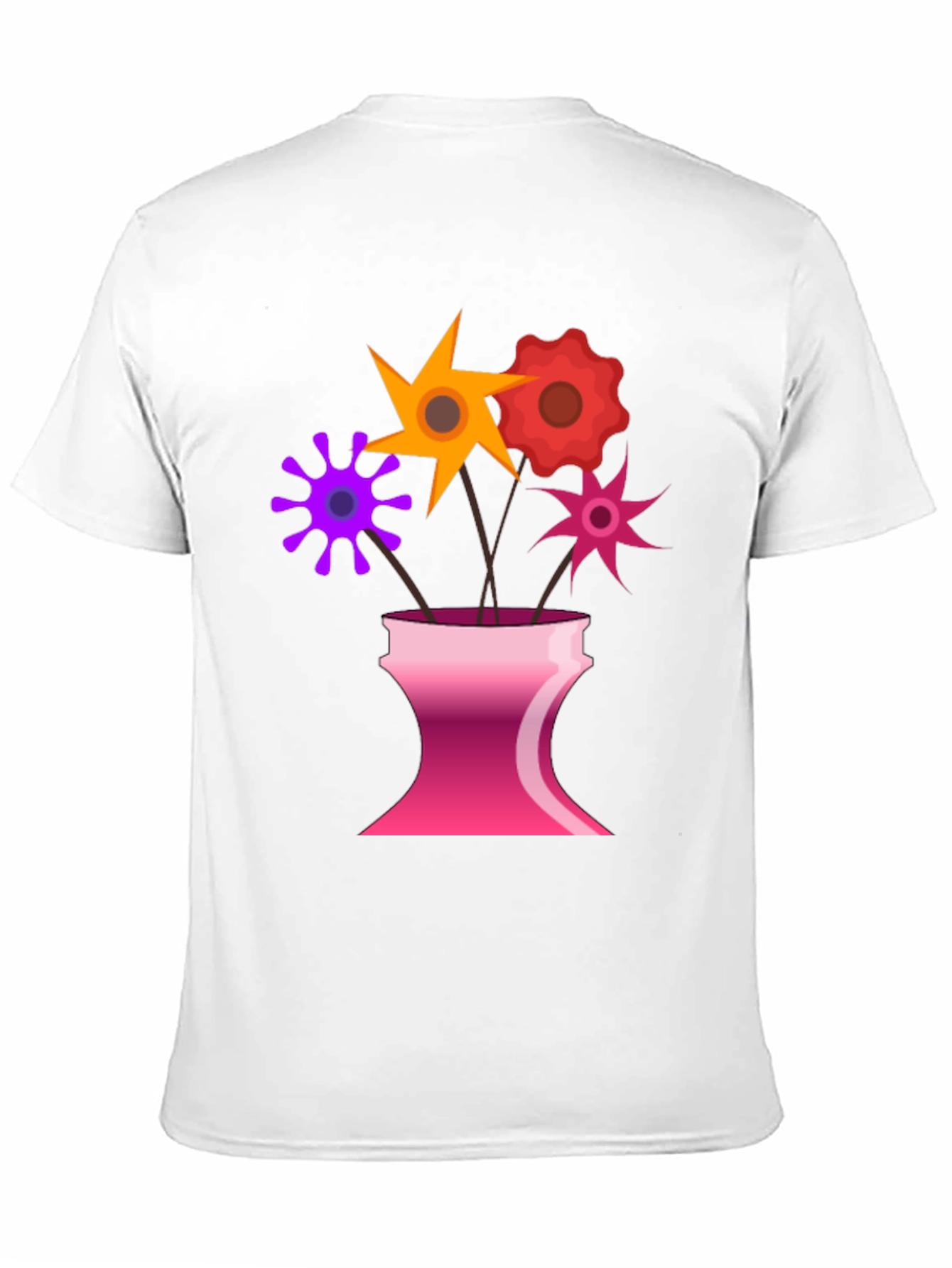 Floral Vase Graphic Tee - Black Casual T-Shirt
