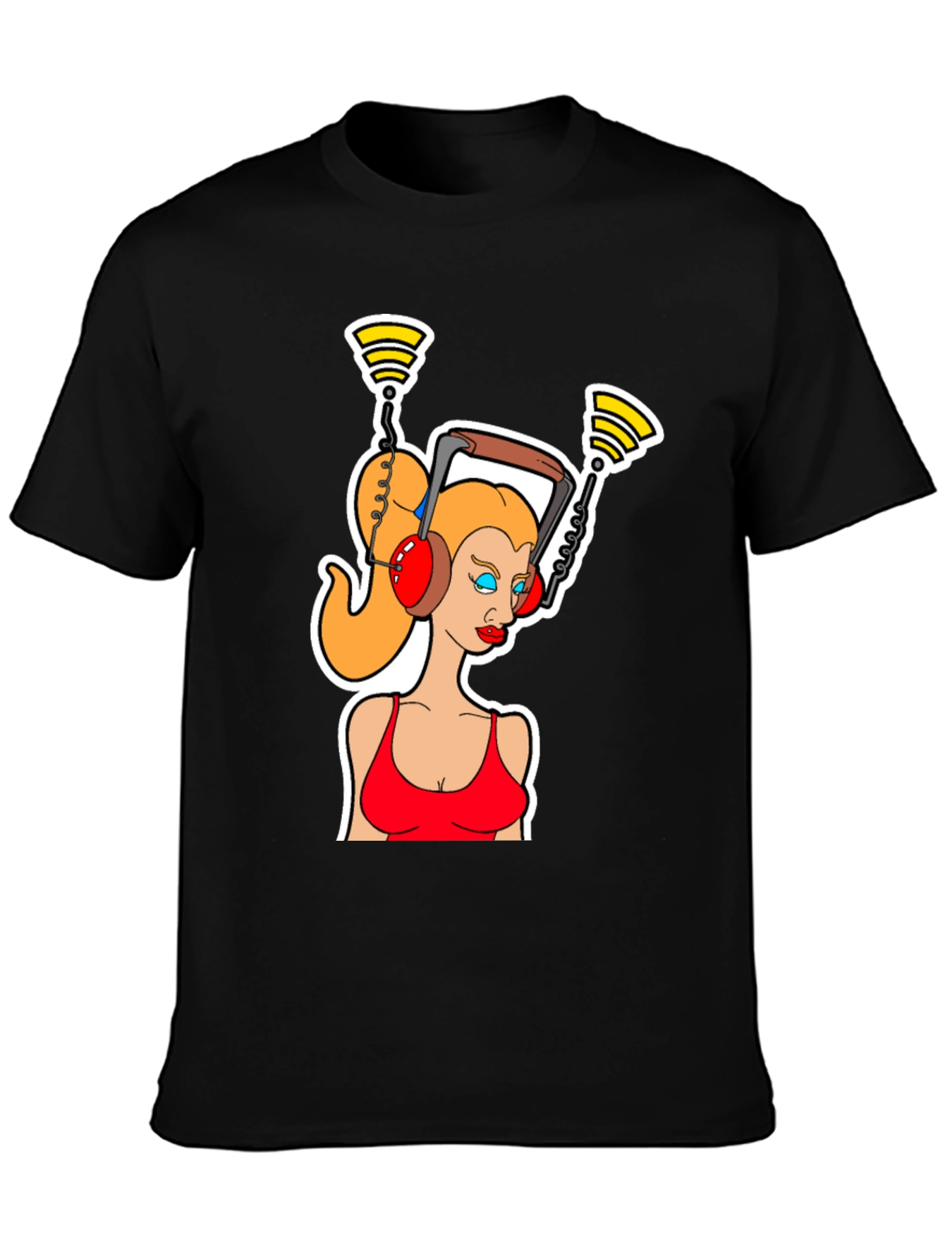 Cartoon Woman Headphone T-Shirt