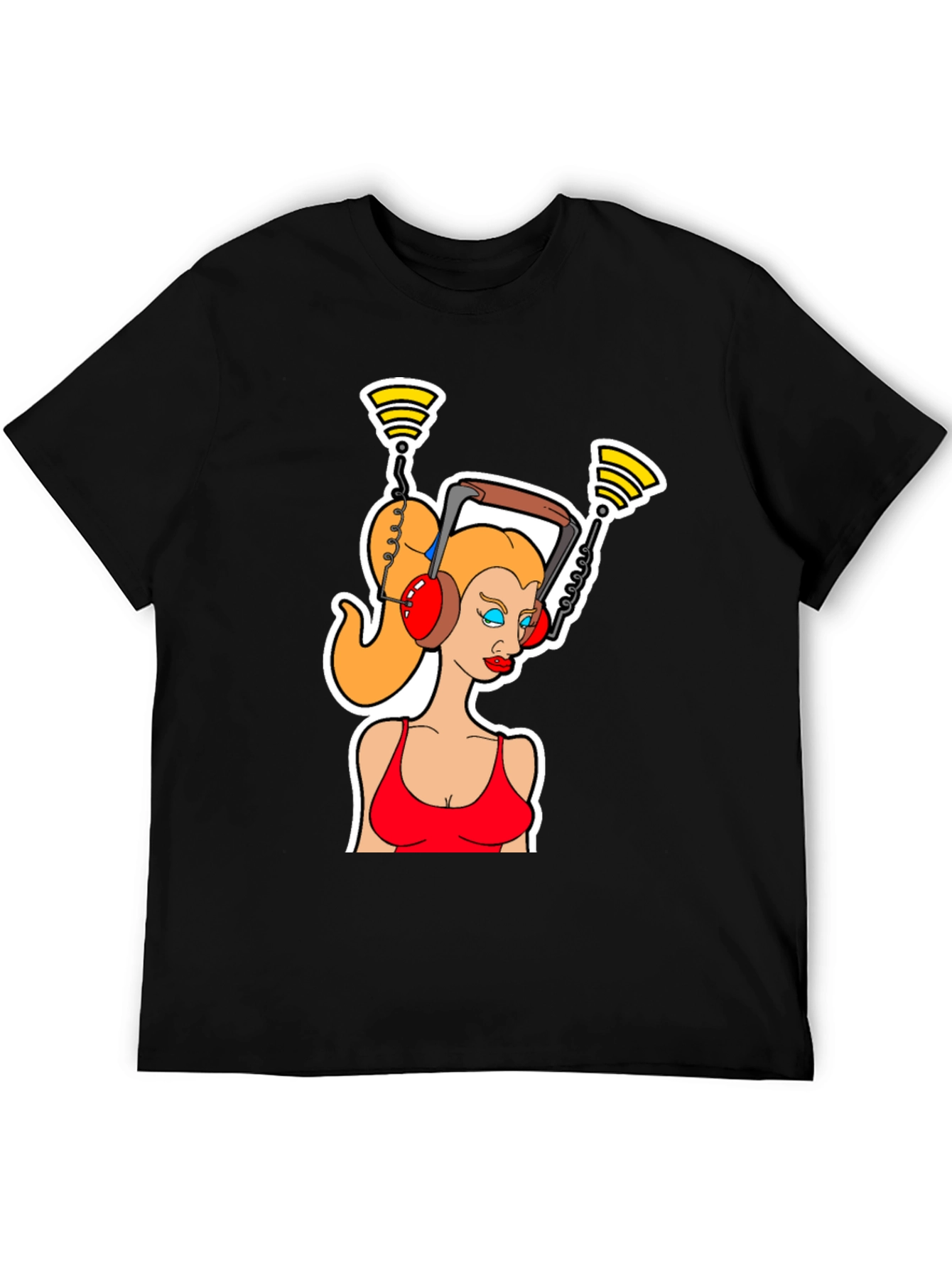 Cartoon Woman Headphone T-Shirt