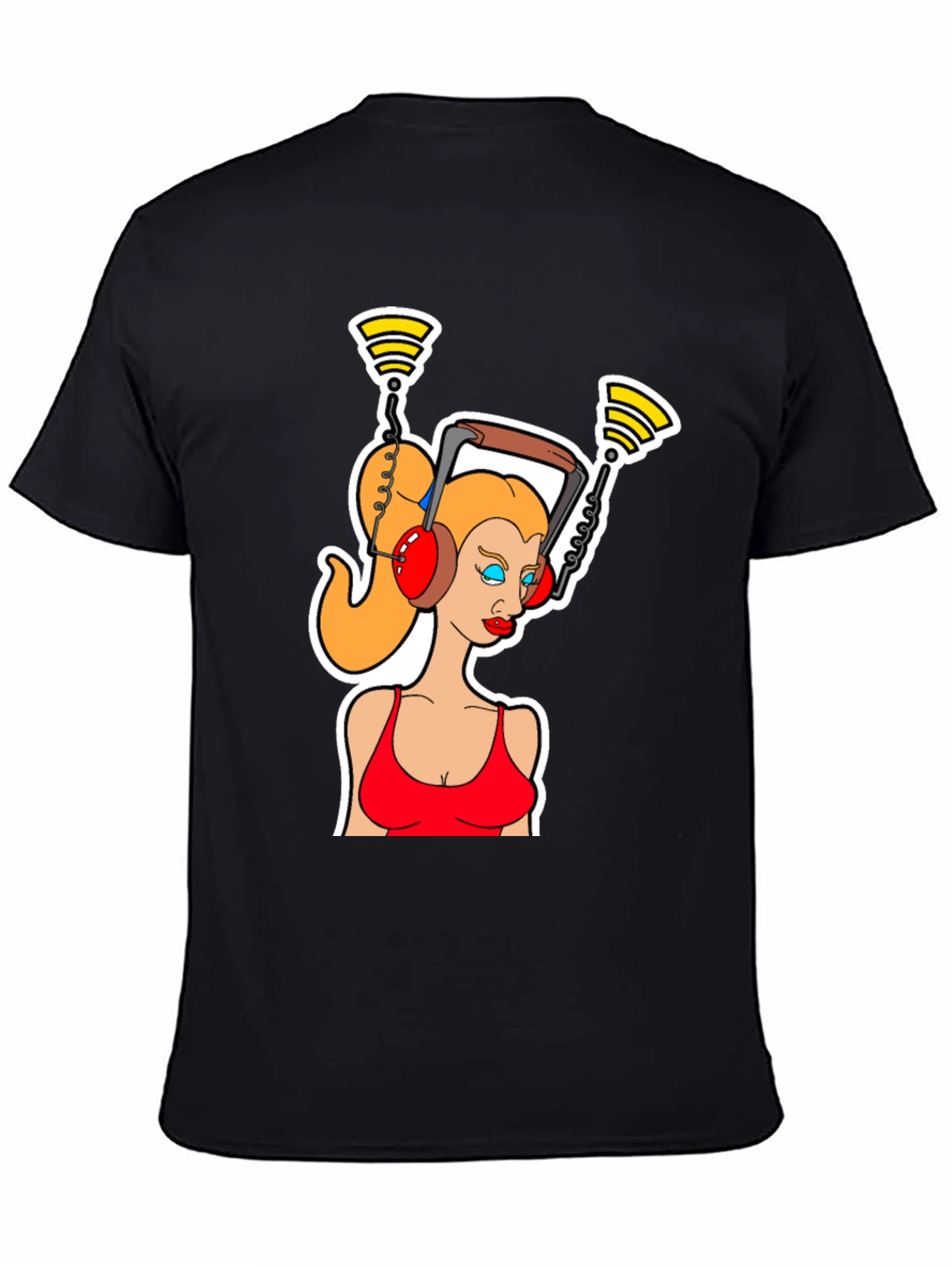 Cartoon Woman Headphone T-Shirt