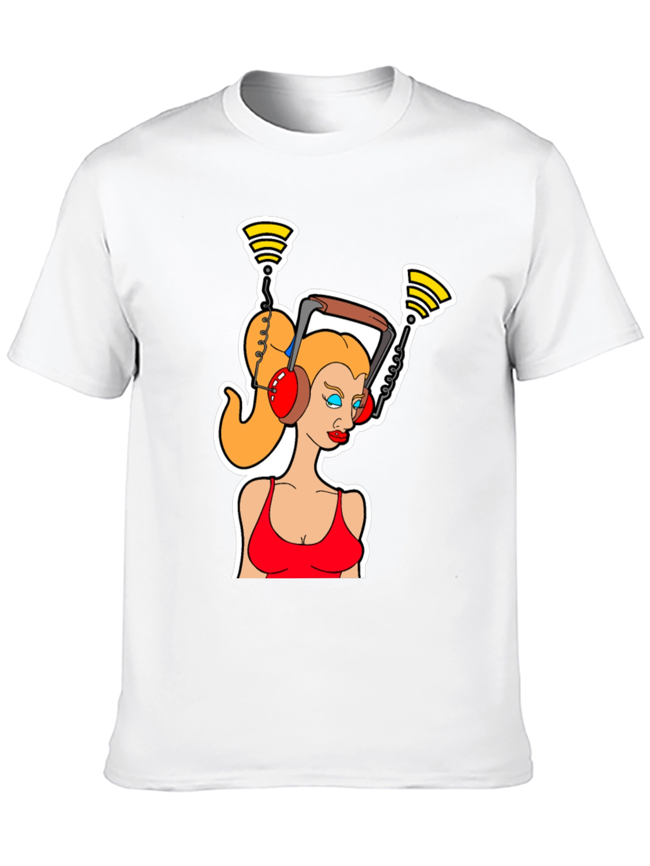 Cartoon Woman Headphone T-Shirt