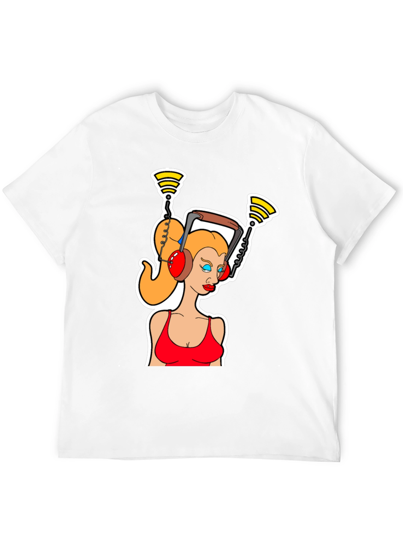 Cartoon Woman Headphone T-Shirt