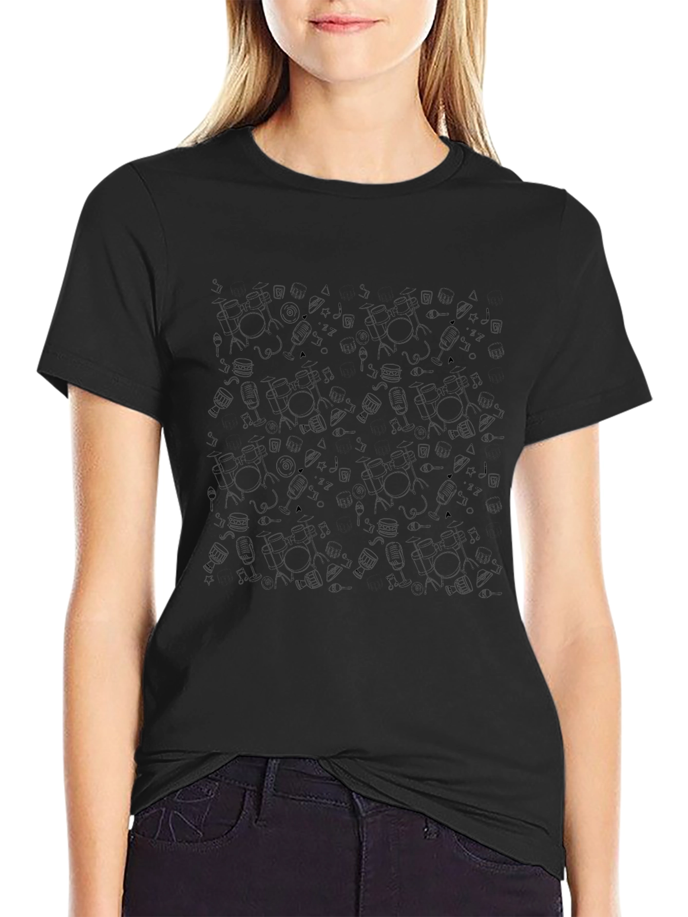 Cool Black Patterned Mens T-Shirt