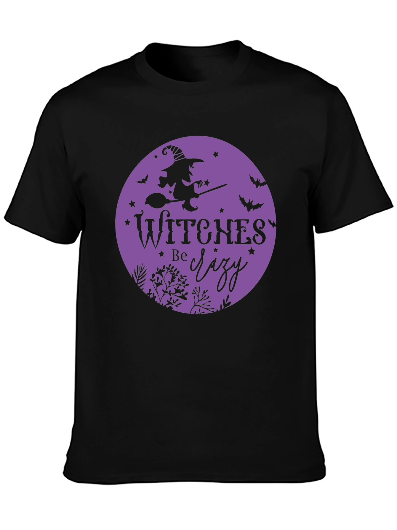 Witches Be Crazy Black Cotton T-Shirt