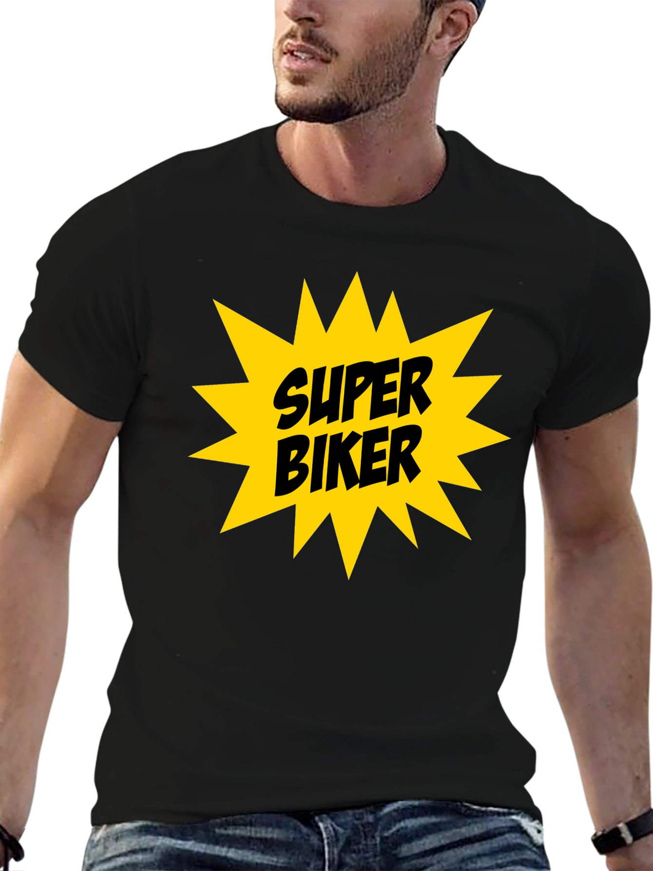 Super Biker Graphic Tee - Bold Black T-Shirt