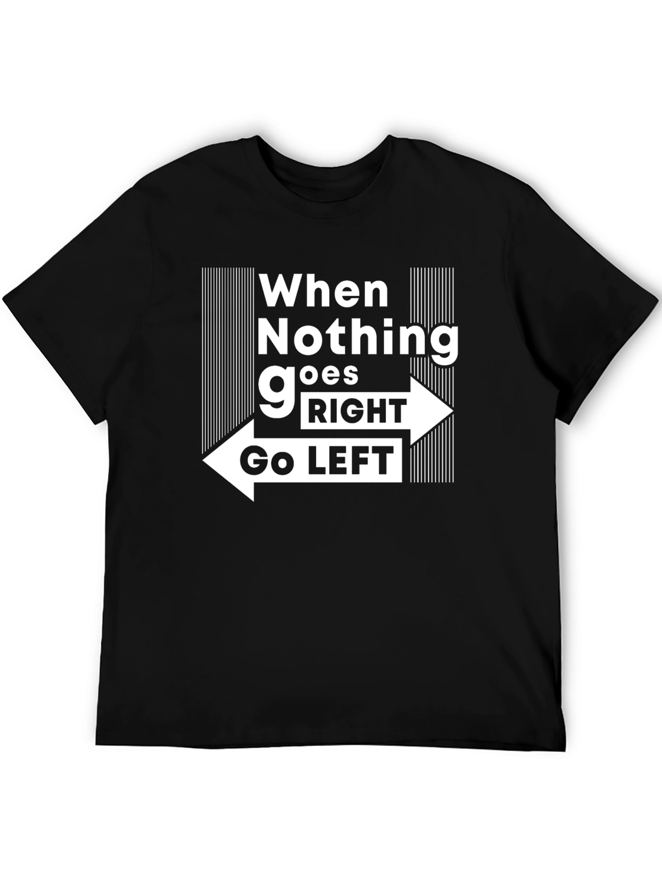 Go Left Graphic Tee - Black Cotton T-Shirt