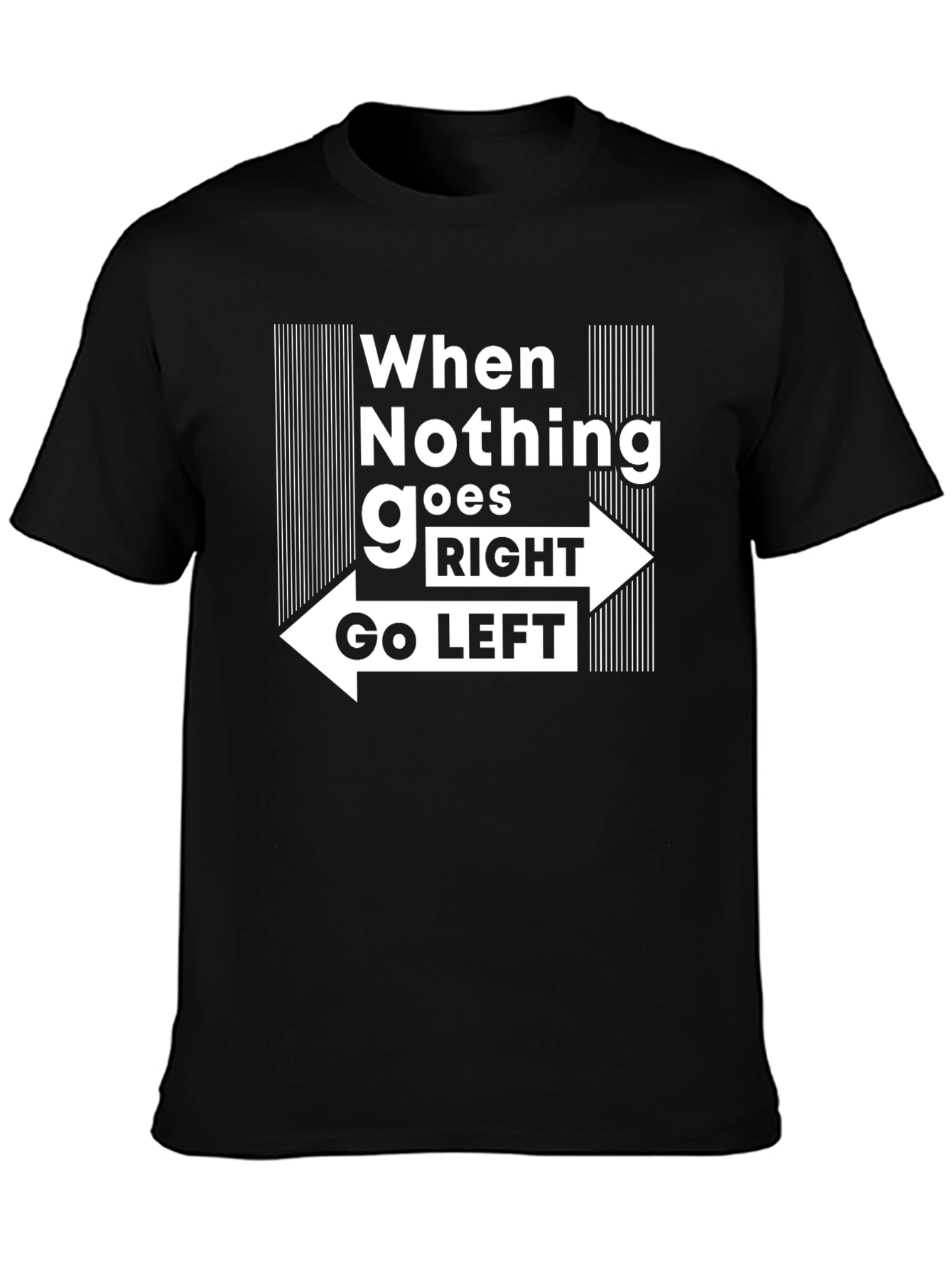 Go Left Graphic Tee - Black Cotton T-Shirt
