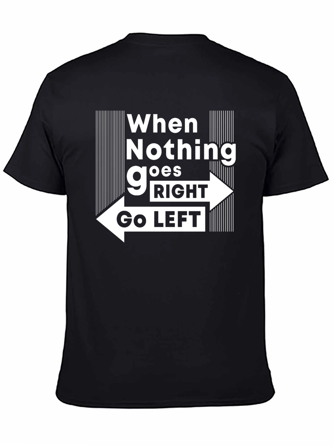 Go Left Graphic Tee - Black Cotton T-Shirt