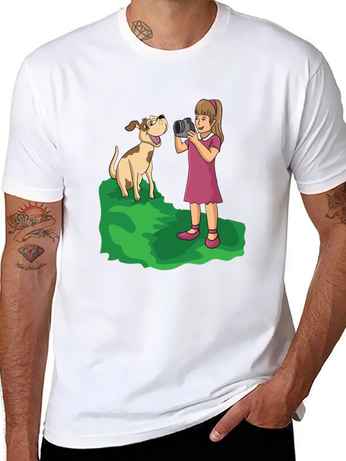 Dog Photographer Cartoon Graphic T-Shirt