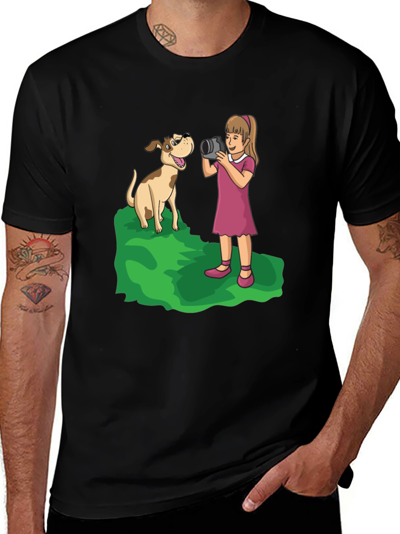 Dog Photographer Cartoon Graphic T-Shirt