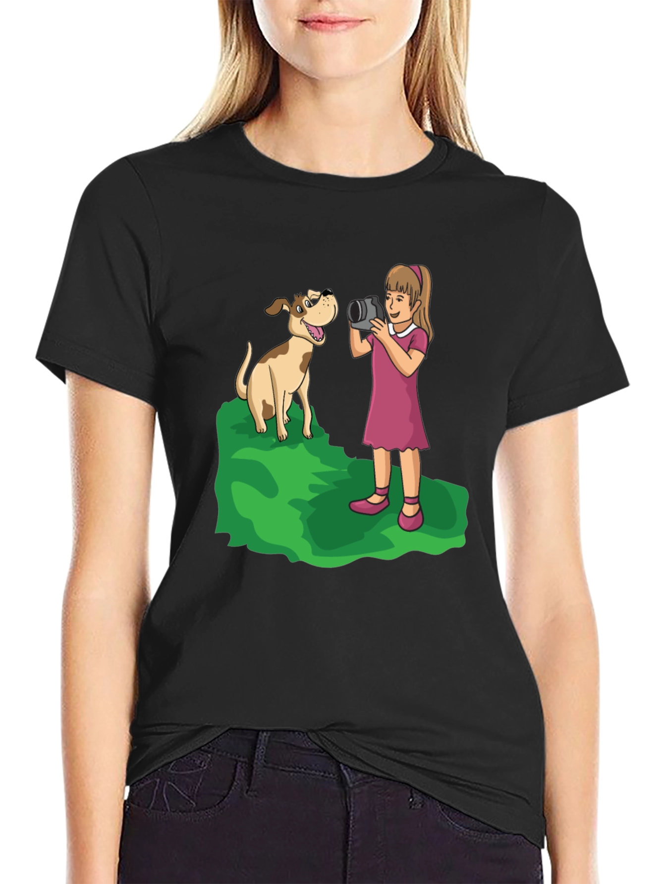 Dog Photographer Cartoon Graphic T-Shirt