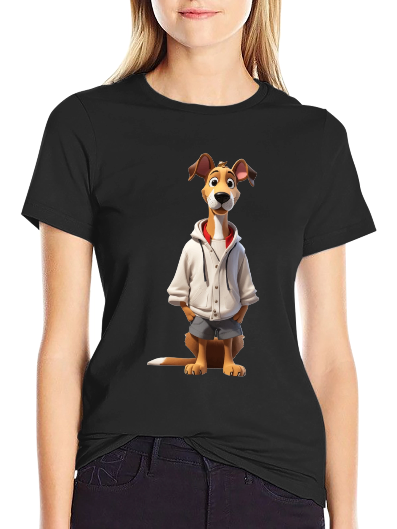 Dog Cartoon Graphic Tee - Cool Canine Style