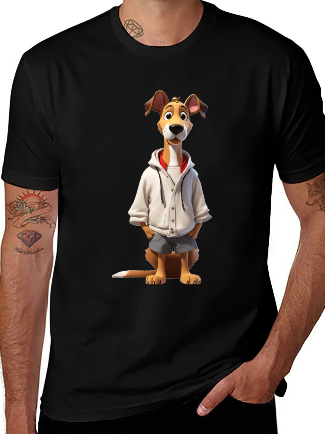 Dog Cartoon Graphic Tee - Cool Canine Style
