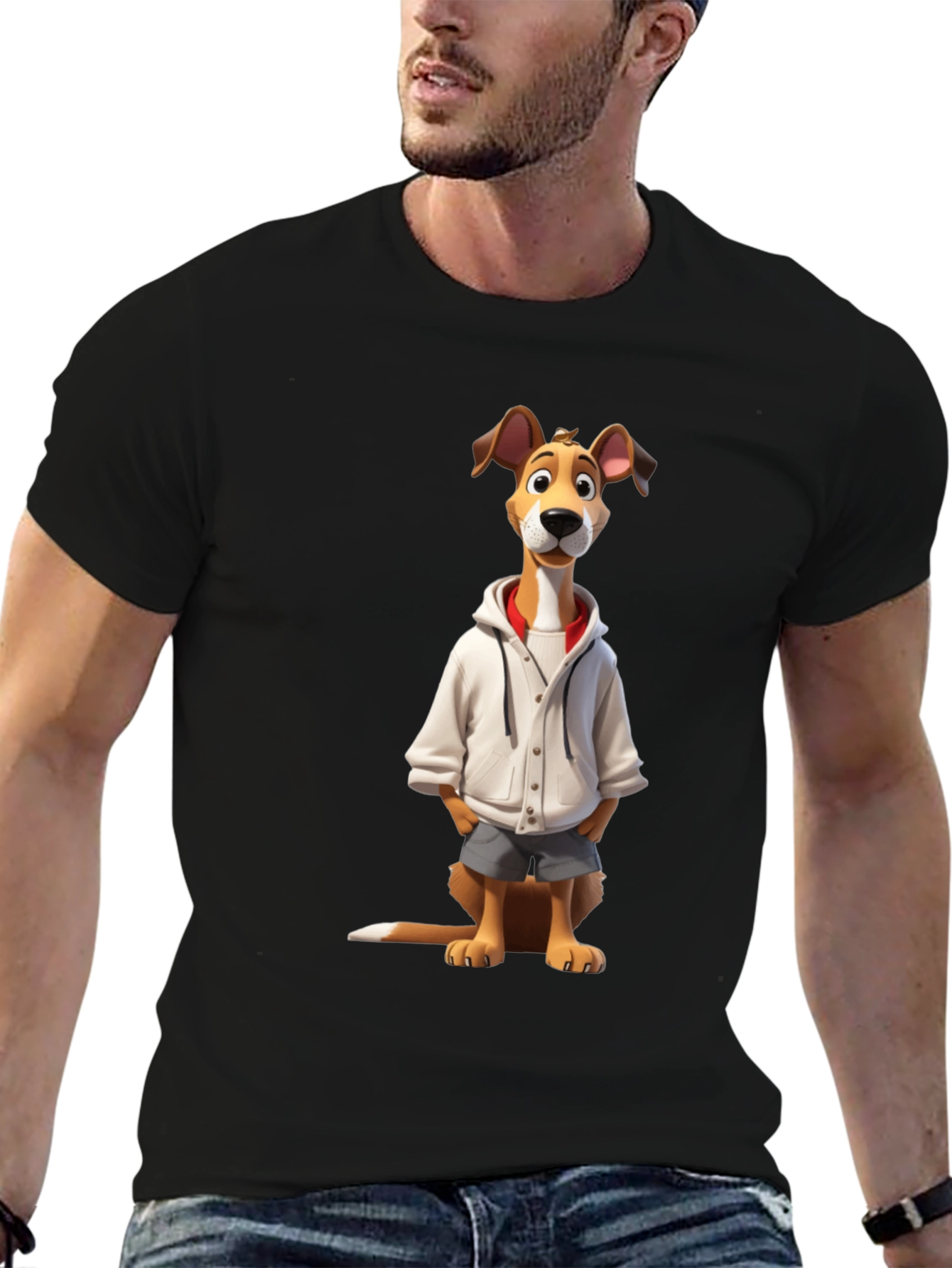 Dog Cartoon Graphic Tee - Cool Canine Style