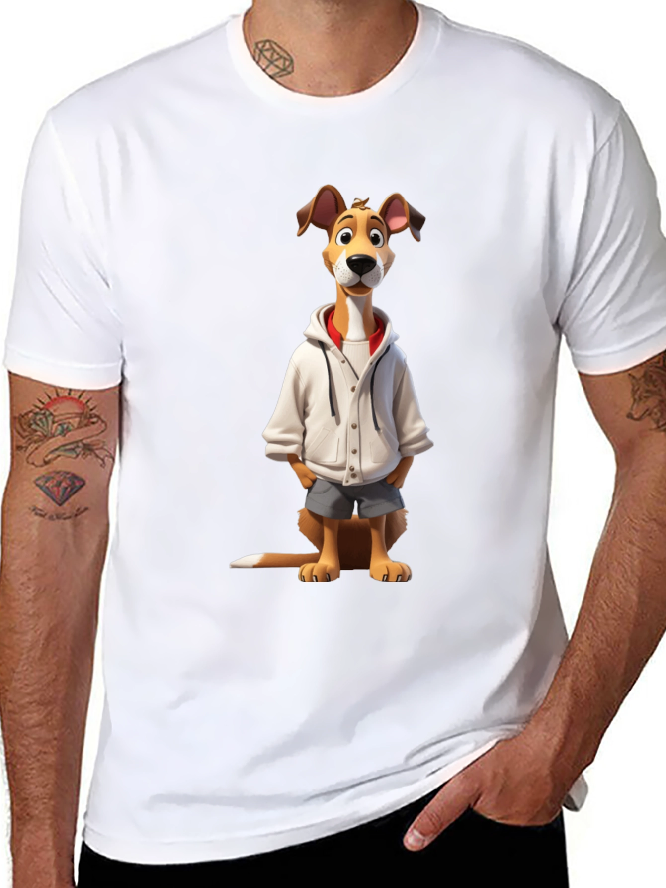 Dog Cartoon Graphic Tee - Cool Canine Style