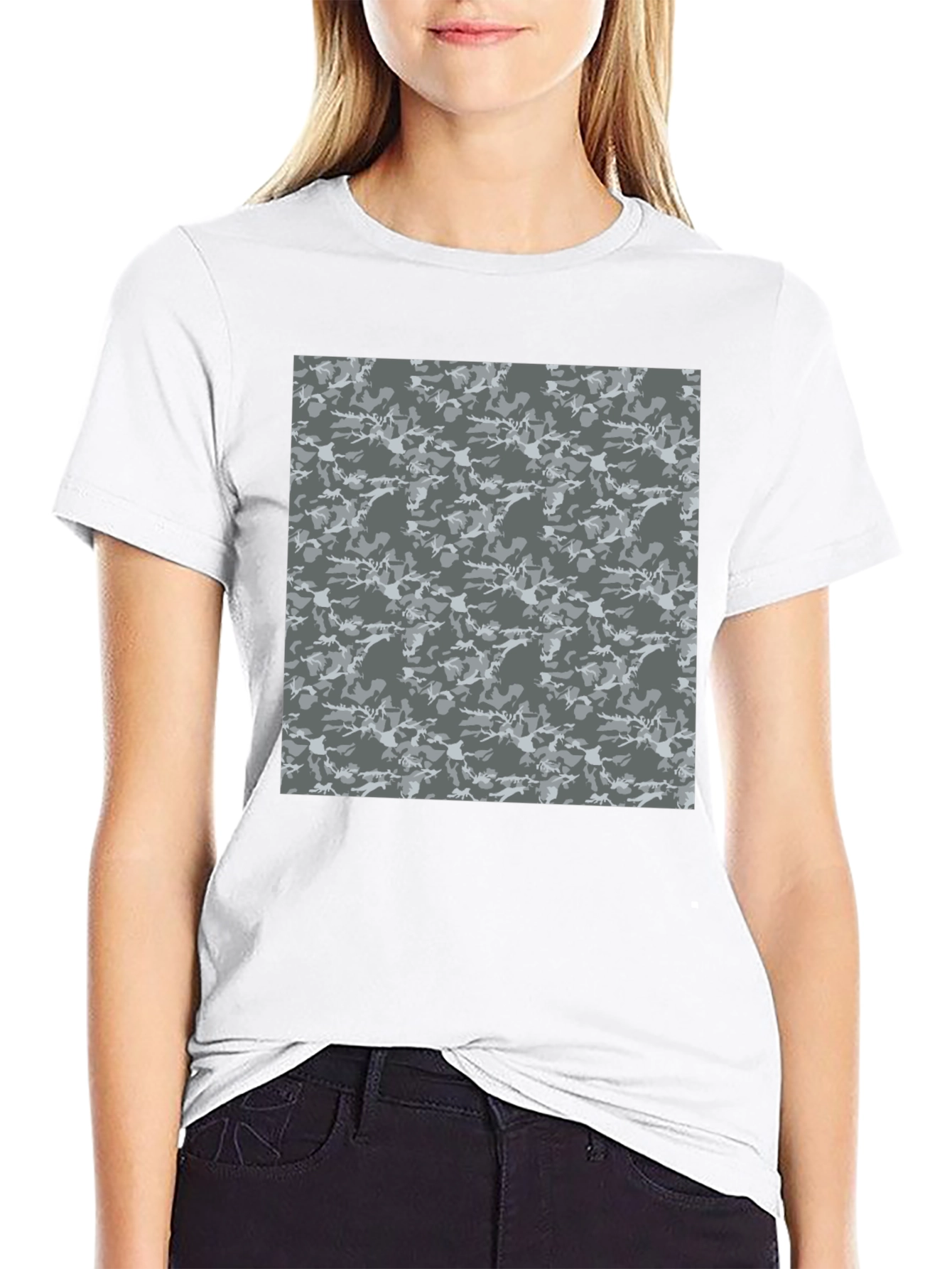 Urban Camo Print Crew Neck Tee