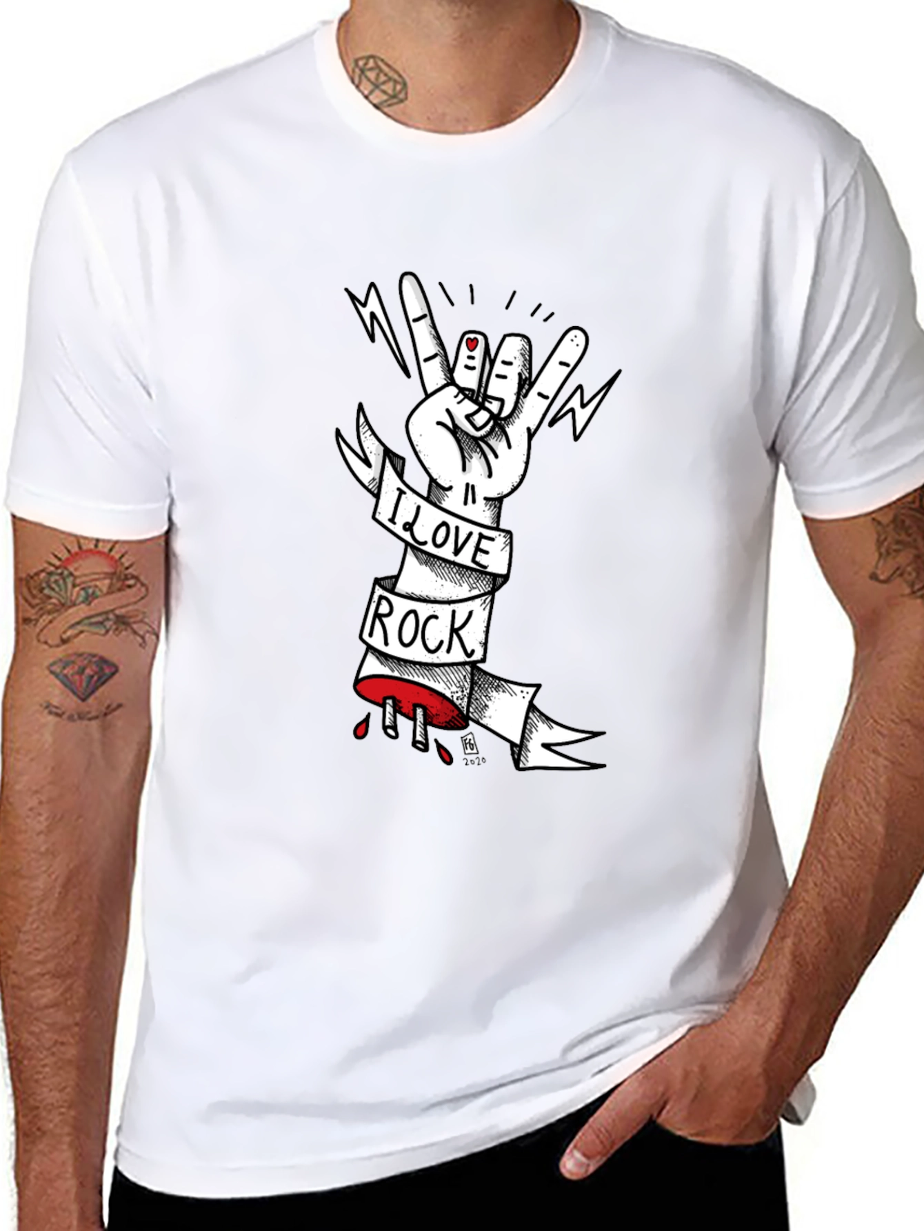 I Love Rock T-Shirt - Graphic Print Tee