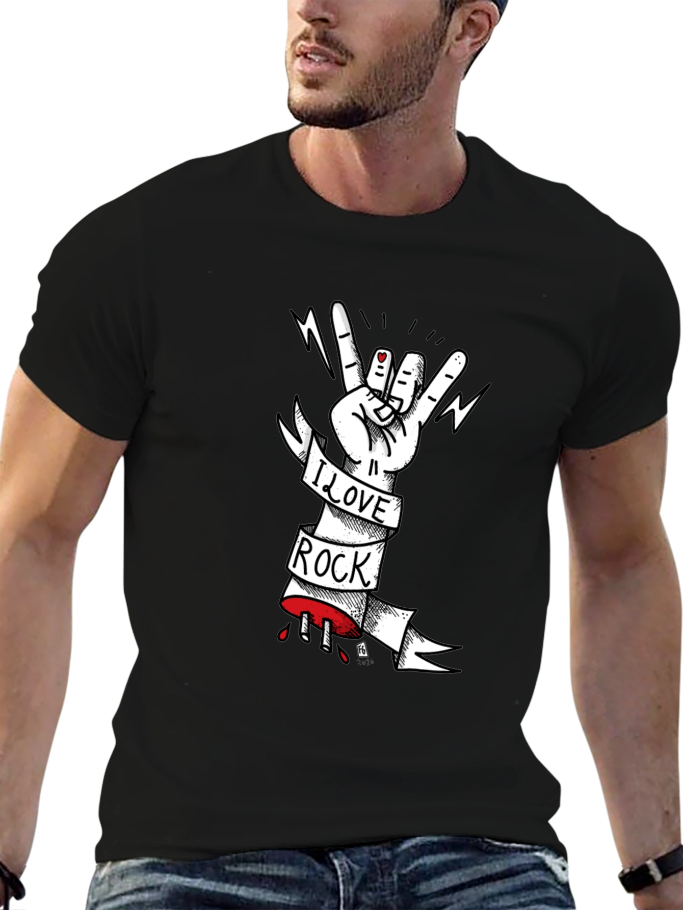 I Love Rock T-Shirt - Graphic Print Tee